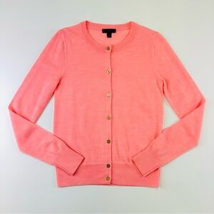 JCrew pink merino wool cardigan XS round neck gold buttons Womens Preppy Spring